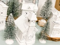 small white houses and trees on a table