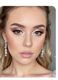 Wedding Bridal Makeup Hooded Eyes, Makeup To Go With Rose Gold Dress, Sparkle Bride Makeup, Wedding Cat Eye Makeup, Dramatic Bridesmaid Makeup, Makeup Looks For Mauve Dress, Super Woman Makeup Halloween, Bridal Makeup Romantic Glam, Glam Makeup For Pink Dress