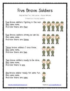 the five brave soldiers worksheet for kids to learn how to read and write