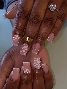 Biab Designs Ideas Short, Short Nails Acrylic Flowers, Shorties Design Nails, Pink Hoco Nails Acrylic, Short Nails With Black, Birthday Nail Designs Short Square, Biab Nail Design Short Square, Encapsulated Nails Short, Coral Wedding Nails