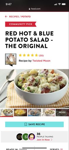 the red hot and blue potato salad recipe book