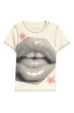 A pixelated print brings graphic punch to a cotton T-shirt traced with contrast topstitching. Crewneck Short sleeves 100% cotton Machine wash, tumble dry Imported Contrast Topstitching, Lips Print, Bone White, Golden Hour, Cotton T Shirt, Printed Cotton, Cotton Tshirt, Graphic T Shirt, Graphic Tshirt