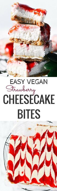 easy vegan strawberry cheesecake bites are the perfect dessert for any party or gathering