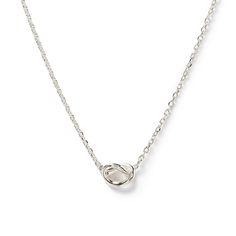 This necklace features a dainty knot pendant on a delicate, diamond-cut cable chain from our signature O Collection. Pair it with other necklaces from this collection. Our patented connectors let you easily link and layer necklaces in any order you desire. Knot: Width 3/8in (1cm) x Height 1/4in (6mm) Adjustable chain: 15-17in (38-43cm) When layered, chain length is: 15-21in (38-53cm) Learn more .925 Sterling Silver Spring clasp closure Hypoallergenic, lead and nickel free #216S Elegant Adjustable Charm Necklaces With Cable Chain, Elegant Adjustable Charm Necklace With Cable Chain, Modern Twist Link Necklaces For Gifts, Modern Twist Link Necklace For Gift, Knots Jewelry, Lariat Necklaces, Layer Necklaces, Minimal Pendant, Jewelry Gift Guide