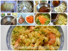 the pictures show different types of food that are being cooked in bowls and on plates