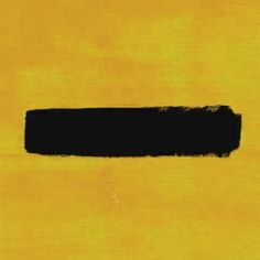 an abstract painting with black paint on a yellow background that resembles a rectangle shape