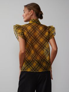 Organza Bow, Plaid Top, Plaid Tops, Bow Detail, Short Sleeve Top, The Office, Short Sleeves Tops, Fashion Forward, Sleeve Top