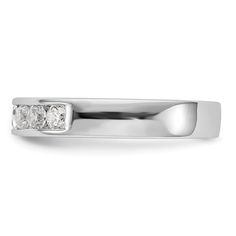 Introducing our stunning '14K White Gold 7-Stone Real Diamond Channel Band' - the perfect ring for any special occasion. Made from premium quality 14k white gold, this band boasts an average weight of 4.25 gms for a comfortable wear. Adorned with 0.49 CT of real diamonds, the band features 7 sparkling stones expertly mounted in a channel setting. The diamonds are of G-I color grade with I1 (AA) clarity, and are all natural and faceted for maximum brilliance. The band is complete with all stones Channel Setting, Band Jewelry, Bridal Bands, Stone Cuts, Types Of Rings, White Ring, Perfect Ring, Real Diamonds, Diamond Stone