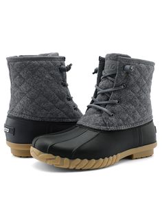 Dark Grey  Collar   Plaid  Embellished   Women Shoes Duck Boots Women, Snow Boots Waterproof, Short Winter Boots, Womens Duck Boots, Fashionable Snow Boots, Cropped Leather Jacket, Boots Waterproof, Waterproof Winter Boots, Boots Women Fashion