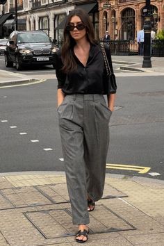 If you’re looking to elevate your work outfits, try these 15 silk shirt looks that exude the popular old money style. Featuring satin styles and black button-up shirts, these looks are perfect for a smart casual office vibe. These ideas will help you create elegant outfits that are classy yet practical for the modern woman. We love this look with grey dress pants, for example! Grey Satin Pants Outfit, Satin Black Shirt Outfit Women, Outfits Black Pants Casual, Satin Shirt Work Outfit, Black Button Up Shirt Women Outfit, Black Button Up Shirt Outfit Women Work, Black Button Up Outfit Women, Black Satin Shirt Outfit Classy, Shirt Pants Outfit Women