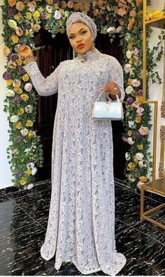 White Cord Lace Gown Styles Nigerian, White Lace Gown, Nigerian Lace Styles