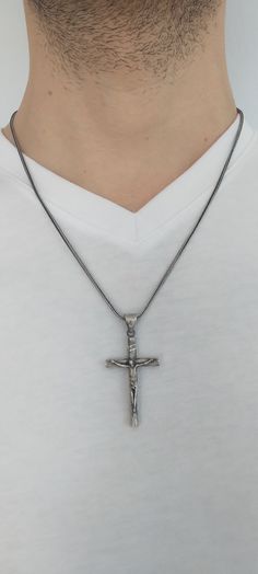 Jesus Cross Silver Necklace for Men, 925k Sterling Silver Jewelry, Orthodox Cross Pendant, Christian Mens Necklace 💥Item Details * Gender: Male / Female * Material: 925 Sterling Silver * Pendant Weight: 7 - 8 Grams * Pendant Diameter : 4.50cm x 2.50cm ( 1.75inc x 1.0inc ) * All our products are handmade and weights may vary  (-) 1,00 gram * Chain Length: 18,20,22,24,26,28 Inches ( Contact me if you are expecting to buy another chain  ) Discover unique designs, handcrafted by 7S' s artisans. Artistic hands have added a special spirit to the details. You will find traditional and contemporary styles designed to delight those seeking something different. Handcrafted, Each Gold Plated and 925k Sterling Silver Necklace is a unique piece that is professionally and individually created to give y Silver Necklace For Men, Orthodox Cross, Mens Necklace, Jesus Cross, Mens Silver Necklace, Necklace For Men, Men's Necklace, Men Necklace, Cross Pendant