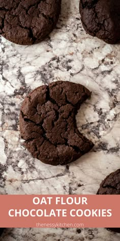 chocolate cookies with text overlay reading oat flour chocolate cookies