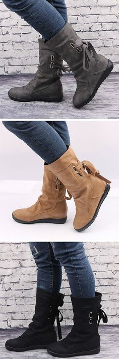 Fashion flat women's boots Cheap Boots Hot Q-0852 Autumn Shoes, Womens Boots Flat, Cheap Boots, High Shoes, Women Boots, Shoes Lace, Calf Boots, Dress Ideas, Heel Shoes