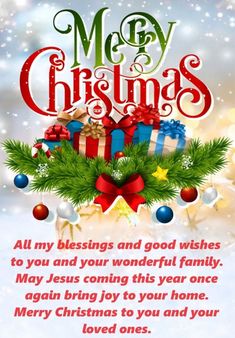 merry christmas greeting card with presents