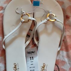 Nwt Mossimo Supply Co Gold Size 11 Sandals Chic White Synthetic Flip Flops, Black Summer Sandals, Golden Sandals, Sequin Sandals, Pom Pom Sandals, Tie Up Sandals, Blue Flip Flops, Leopard Sandals, Black Gladiator Sandals