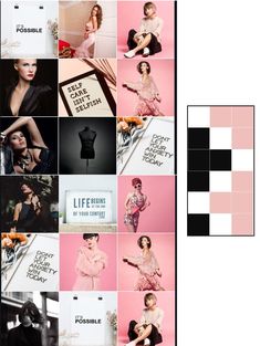 a collage of photos showing different women in black and pink outfits, with the words life is beautiful on them