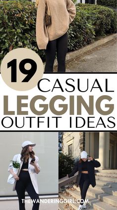 Wondering about how to wear leggings? I got you covered! This post shows you the 19 best casual leggings outfit ideas that are cozy, stylish, and comfortable. Whether you're thinking about what to wear with black leggings, what to wear with yoga pants, or what to wear with leggings in winter or fall, I got you covered in this post! Blk Leggings Outfit Casual, Black Leggings Professional Outfit, Stretch Pants Outfits Leggings, Wearing Leggings To Work, Styling Leggings Summer, Travel Leggings Outfit, How To Style Leggings For Work, How To Wear Leggings 2024, How To Wear Black Leggings