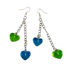 Green Blue Heart Earrings Add a touch of adorable charm to your outfit with these kawaii Green Blue Heart Earrings. The heart-shaped design is perfect for expressing your love, while the beautiful green and blue colors add a pop of personality. Handcrafted with quality materials, these earrings are not only cute but also durable. Get ready to receive compliments wherever you go! Size: Standart Blue Heart Earrings, Kawaii Green, Kawaii Swimsuit, Ready To Receive, Dark Academia Clothing, Anime Lingerie, Aesthetic Dark Academia, Cottagecore Fashion, Kawaii Accessories