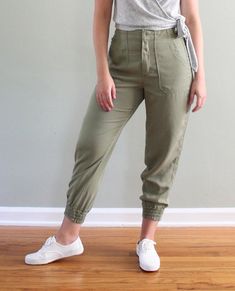 PDF Pattern - Nellie Joggers + Shorts | Pattern Scout Green Joggers, Olive Green Shorts, Awesome Blouse, Indie Sewing Patterns, Sewing Blogs, Orange Shorts, Fashion Joggers, Jogger Shorts