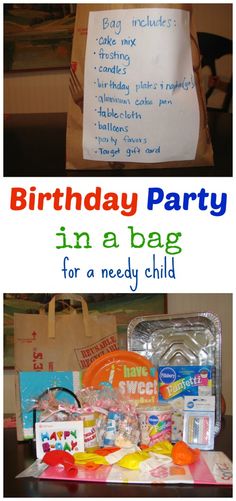 birthday party in a bag for a needy child