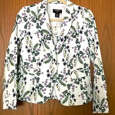 This Printed Blazer Will Be Perfect To Brighten Your Day. Looks Good With A Jeans Or White Pant Trendy Floral Print Outerwear For Work, Casual Floral Print Blazer, Spring Cotton Blazer For Day Out, Floral Print Cotton Blazer For Work, Fitted Cotton Outerwear For Brunch, Buffalo Plaid Jacket, Tweed Blazer Women, Leopard Blazer, White Pant