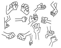 hand gestures drawn in black ink on white paper