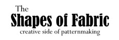 the shapes of fabric logo is shown in black and white, with an old - fashioned font