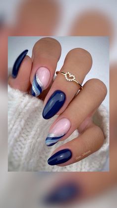 Blue Gel Nails Ideas Art Designs, Dip Nail Designs French Tips, Elegant Winter Nail Designs, Gelnagels Ideas, Nail Designs In Blue, Nails Blue Ideas, All Blue Nails, Blue Trendy Nails, Nail Designs 2023 Trends