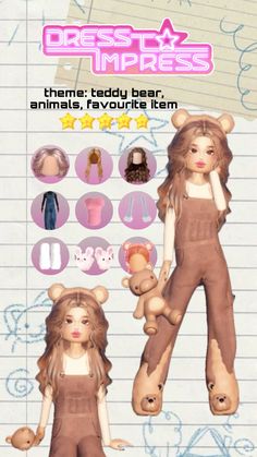 #dresstoimpress #roblox teddy bear, animals, favourite item theme Dti Theme Favourite Item, Dti Animal Outfit Ideas, Dress To Impress Theme Roblox Avatar, Dress To Impress Animals Theme, Dress To Impress Theme Animals, Dti Theme Casual, Favourite Item Dress To Impress, Animal Dress To Impress, Dress To Impress Animals