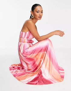 ASOS DESIGN satin plisse maxi dress in pink tie dye print | ASOS Pink Satin Midi Dress For Summer, Summer Satin Maxi Dress For Vacation, Summer Vacation Satin Maxi Dress, Pink Satin Summer Dress, Multicolor Satin Maxi Dress For Summer, Sleeveless Tie-dye Dresses For Spring, Sleeveless Tie Dye Dress For Spring, Sleeveless Tie-dye Spring Dress, Spring Fitted Tie Dye Maxi Dress