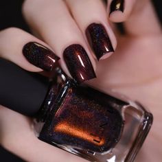 Dash of Cocoa - Intense Dark Chocolate Holographic Nail Polish by ILNP Ilnp Nail Polish, Holographic Nail Polish, Brown Nails, Holographic Nails, Nail Designs Spring, Chic Nails, Nail Polish Colors, Trendy Nails, Beauty Nails