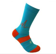 Bamboo Athletic Sport Pro Crew Socks in Blue & Orange - Colmena Blue Anti-odor Sporty Socks, Blue Anti-odor Sports Socks, Blue Casual Training Socks, Casual Blue Running Socks, Casual Blue Training Socks, Blue Breathable Running Socks, Blue Anti-odor Socks For Running, Comfortable Blue Training Socks, Blue Anti-odor Running Socks