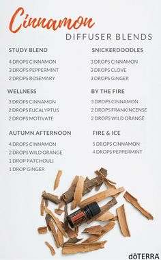 Cinnamon Bark Diffuser Blends Perfume Blends, Diffuser Oils, Doterra Diffuser Blends, Doterra Essential Oils Recipes, Essential Oil Diffuser Blends Recipes, Cinnamon Oil, Cinnamon Essential Oil, Essential Oil Diffuser Recipes, Oil Diffuser Recipes