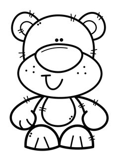 a black and white drawing of a teddy bear