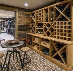 a wine rack in the middle of a room