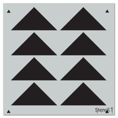 black triangles are arranged in rows on a gray background with the word stencil