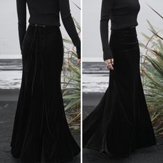 黒のお嬢様のベルベットマーメイドスカート Party Skirt With Lined Mermaid Hem, Elegant Fishtail Skirt For Night Out, Elegant Flared Maxi Skirt For Evening, Party Maxi Skirt With Stretch In Fishtail Style, Evening Stretch Skirt With Mermaid Hem, Fishtail Stretch Maxi Skirt For Party, Party Fishtail Maxi Skirt With Stretch, Stretch Fishtail Maxi Skirt For Party, Fitted Mermaid Hem Maxi Skirt For Party