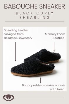 Huggable, luxurious and cozy. Only a precious few were made. -Leather salvaged from dead stock inventory -Leather lined -Memory foam footbed -Molded rubber sneaker outsole with tread -Simple white dust bag packaging Slide Slipper, Sneakers Black, Memory Foam