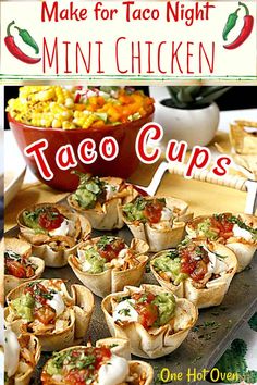 the cover of make for taco night mini chicken cups