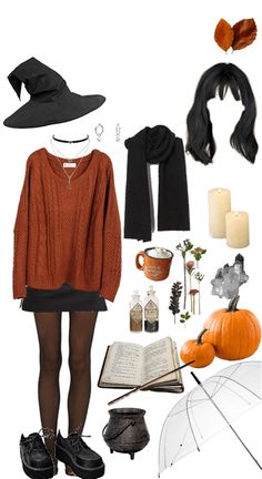 Witchy Thanksgiving Outfit, Cottage Witch Aesthetic Outfit, Cute Fall Halloween Outfits, Spooky Outfit Ideas, Six Of Crows Outfit Ideas, Salem Outfits Fall Witch, Kitchen Witch Outfit, Halloweencore Outfit, Autumn Witch Outfit