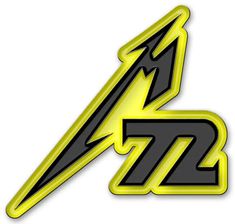 an image of a lightning bolt sticker on a white background with black and yellow lettering