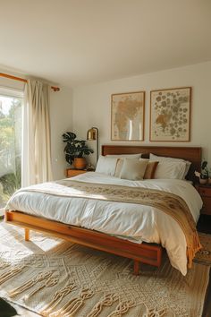 a bedroom with a large bed and lots of natural light coming in from the windows