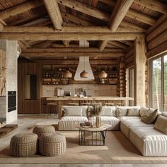 a living room filled with furniture next to a fire place