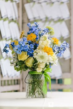 a vase filled with flowers sitting on top of a table