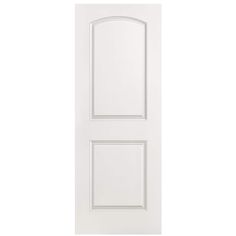 a white door with two panels on the top and bottom panel, in front of a white background