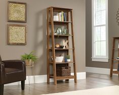 a living room filled with furniture and a book shelf