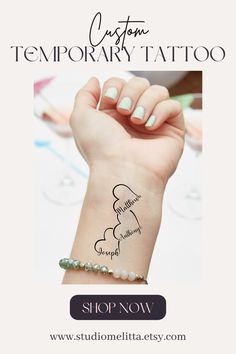 a woman's arm with a tattoo on it and the words, temporary tattoos