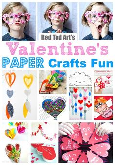 valentine's day crafts for kids to make with paper hearts and other crafting materials