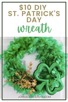 a st patrick's day wreath made out of green feathers